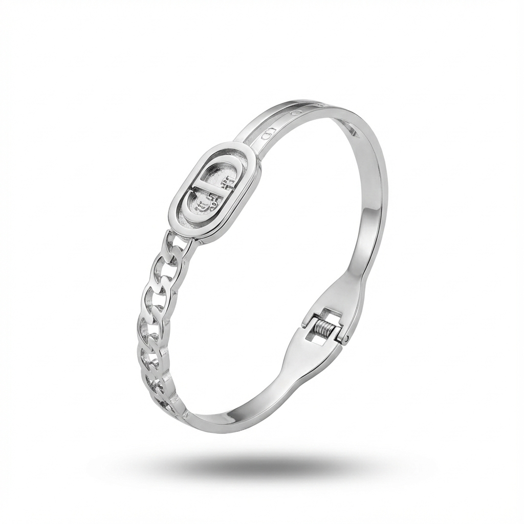 Astra Lock Silver Bangle